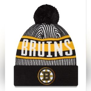 Bruins Striped Pom Knit Hat